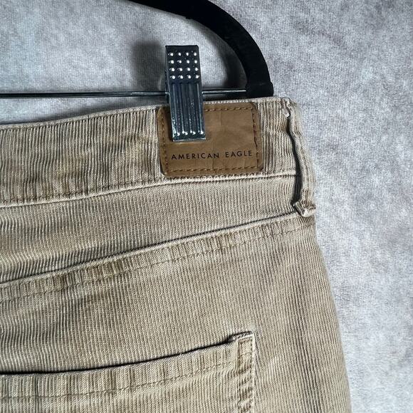 American Eagle Corduroy Pants Women 18 Beige Bootcut Button Fit High Rise Hippie - Picture 6 of 13